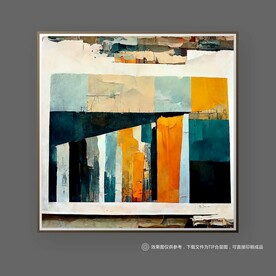 现代风蓝色纹理抽象艺术北欧挂画