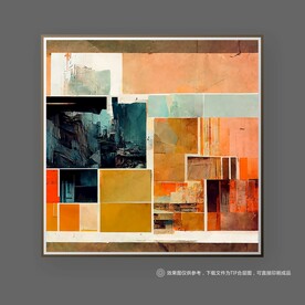 现代北欧艺术色块抽象肌理装饰画