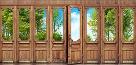 中式古典门窗电视背景墙