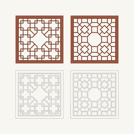 正方形窗花格 花窗 中式图案