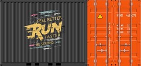 集装箱运动服装店背景墙壁画