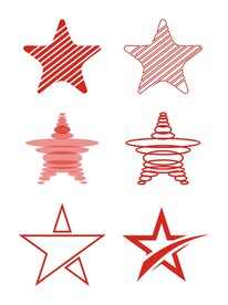 矢量五角星形线条图标元素