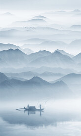 竖幅山水画