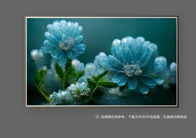 抽象蓝色唯美立体花朵装饰画