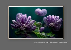 紫色唯美抽象立体花朵玄关装饰画