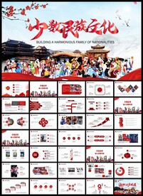 精美少数民族文化红色动态PPT