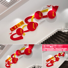 人才强国楼道文化墙