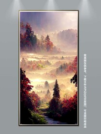 梦幻紫色丛林风景玄关装饰画