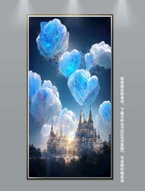 现代时尚梦幻蓝色城堡装饰画