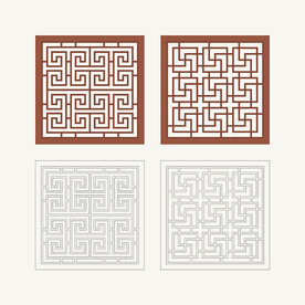 正方形窗花格 花窗 中式图案