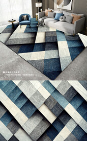 简约现代几何深色创意地毯地垫