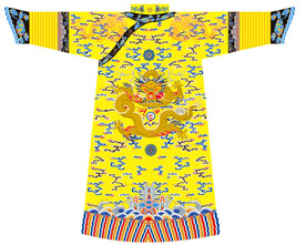 江崖海水纹火焰祥云团花黄滚龙袍