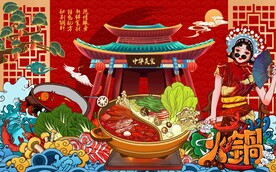 国潮火锅背景图片