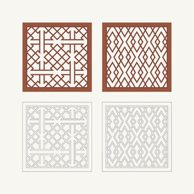 正方形窗花格 花窗 中式图案