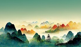 新中式山水艺术风景装饰画