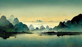 新中式山水艺术风景装饰画