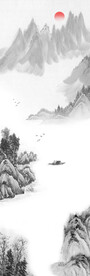 高清水墨山水平开门