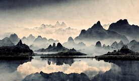 新中式富贵复古山水风景装饰画