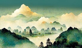 新中式富贵复古山水风景装饰画