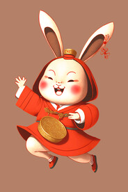 卡通可爱新年兔子