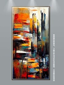 现代油画抽象肌理玄关装饰画