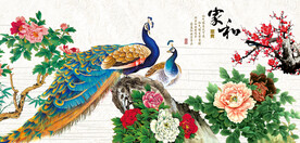 孔雀牡丹图