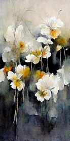 新中式抽象唯美花卉创意装饰画