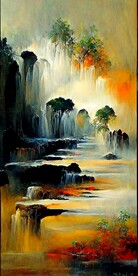 新中式简约抽象山水靠山装饰画