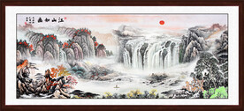 八方聚财图流水生财风景画