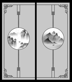 高清分层透明底推拉门打印图