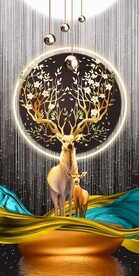 玄关发财鹿装饰画