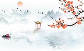 高清分层山水背景墙