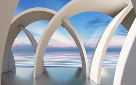 3D抽象建筑背景墙壁画