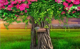 大树自然风光背景墙壁画