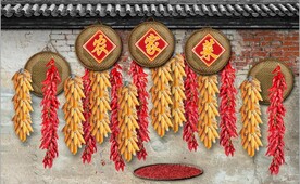 复古80后90后农村民居背景墙