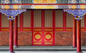 复古中式古建筑场景背景墙