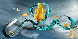 轻奢装饰画 红酒杯 金帆