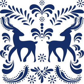 手绘北欧风麋鹿纹样图案