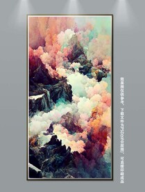 中国风抽象山水玄关装饰画