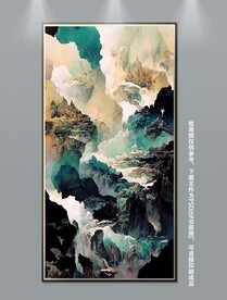 水墨风抽象艺术玄关装饰画