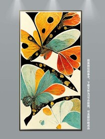 复古抽象花纹玄关装饰画