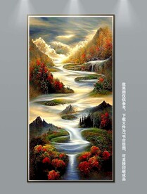 唯美山水风景玄关装饰画