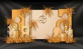 橙色婚礼迎宾区