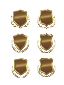 矢量金色麦穗橄榄枝盾牌徽章元素