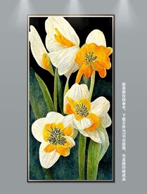 北欧手绘风花卉玄关装饰画