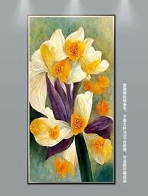 北欧手绘风花卉玄关装饰画