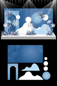 蓝色婚礼KT板设计