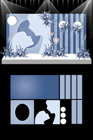 蓝色婚礼KT板设计