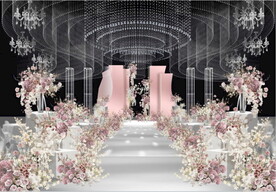 粉色水晶吊顶唯美婚礼效果图