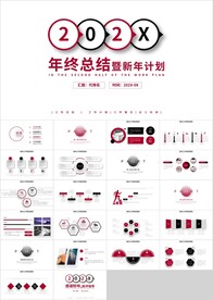 红色年终总结新年计划汇报PPT
